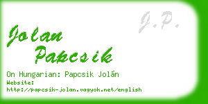 jolan papcsik business card