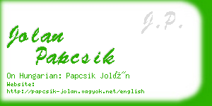 jolan papcsik business card